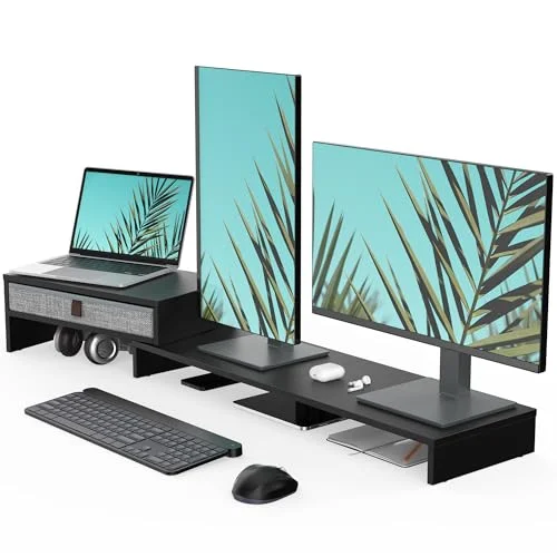 Fenge Triple Monitor Stand with Storage Drawer