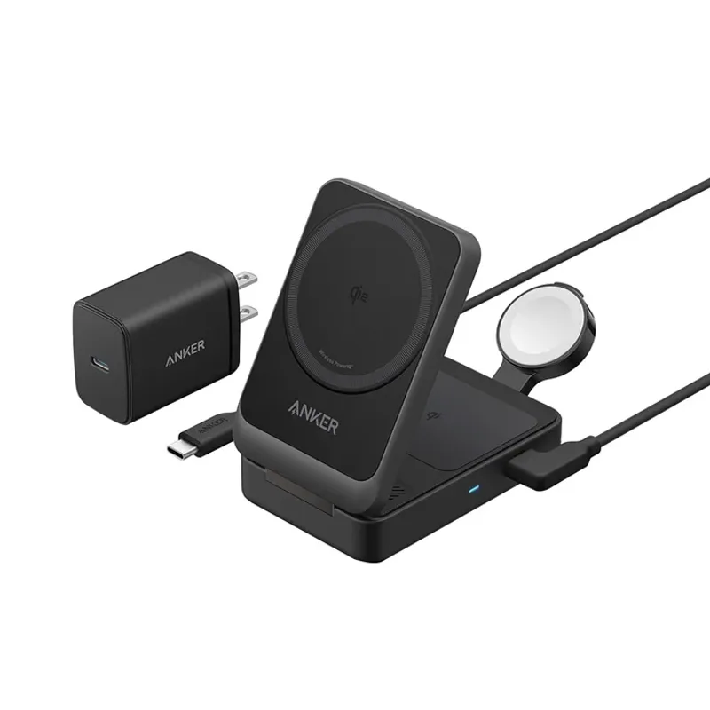 1. Anker MagGo 3-in-1 Charging Station (Foldable) — Editor’s Pick