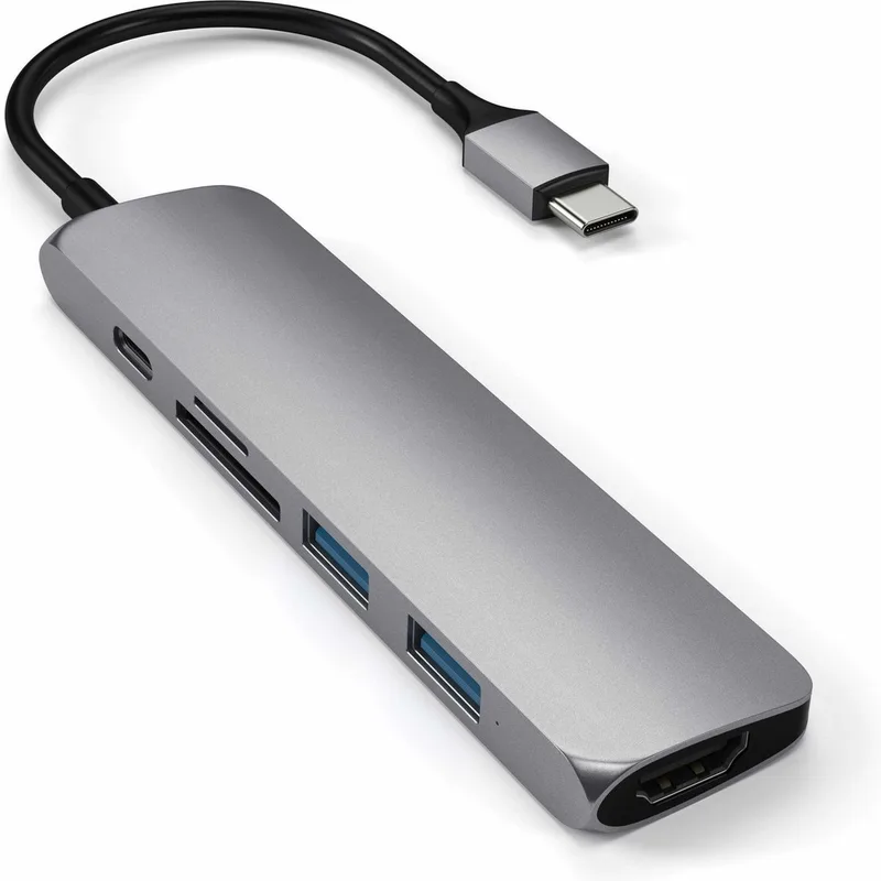 2. Satechi Slim Multiport Adapter V2 — Best for MacBook Aesthetics and Travel